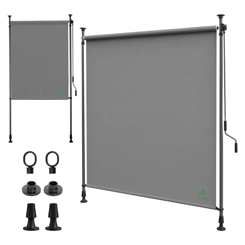 Store vertical sans percage extensible exterieur 100x310cm polyester gris