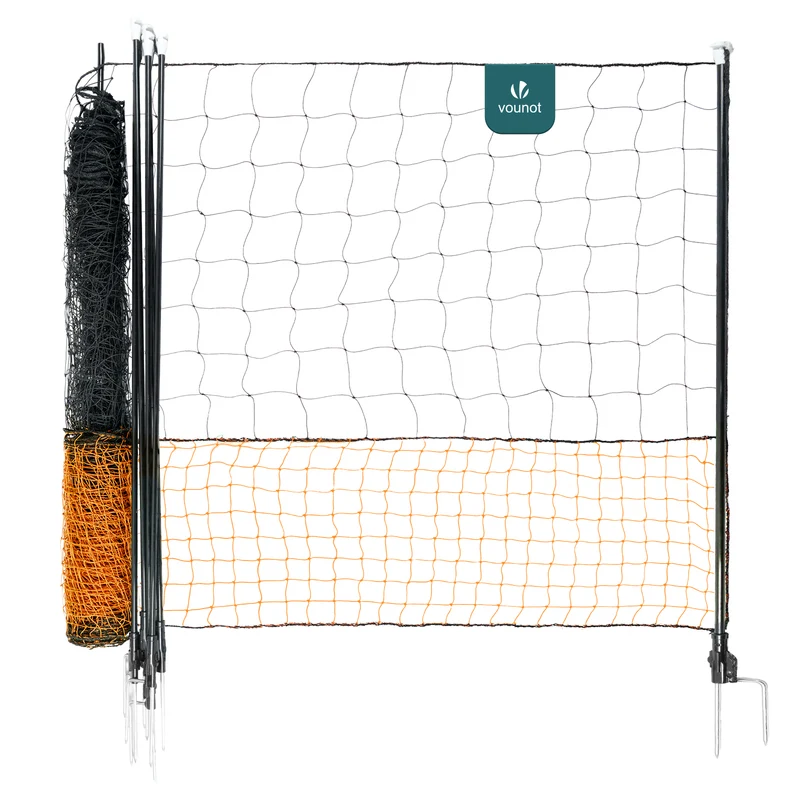Kit cloture filet a poules PE avec piquets 12m orange