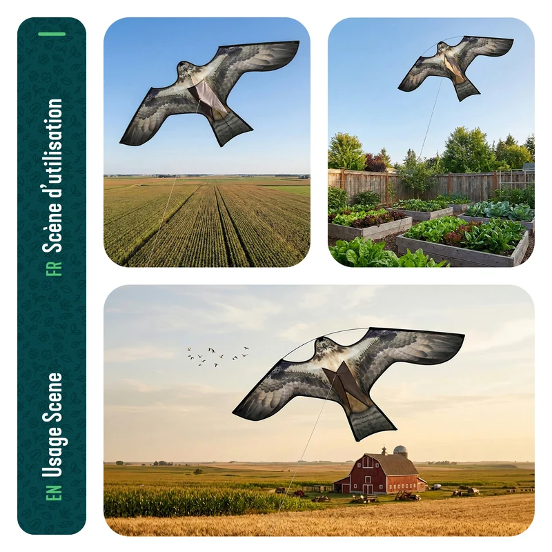 Cerf volant anti oiseaux effaroucheur sans mat Faucon modele E