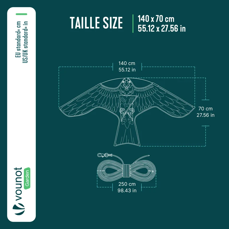 Cerf volant anti oiseaux effaroucheur sans mat Faucon modele D