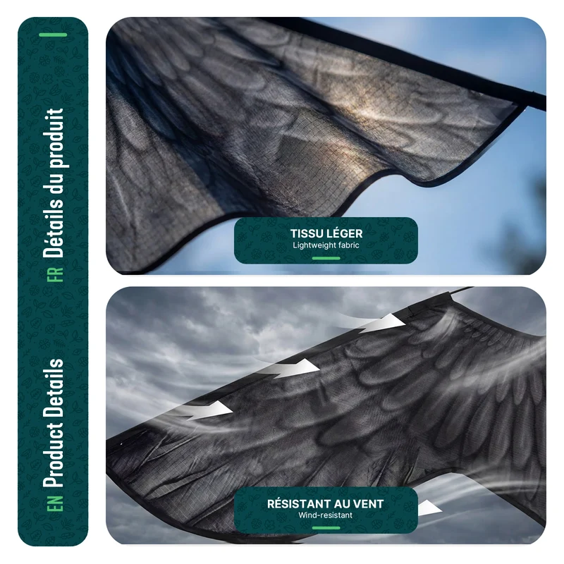 Cerf volant anti oiseaux effaroucheur sans mat Faucon modele D