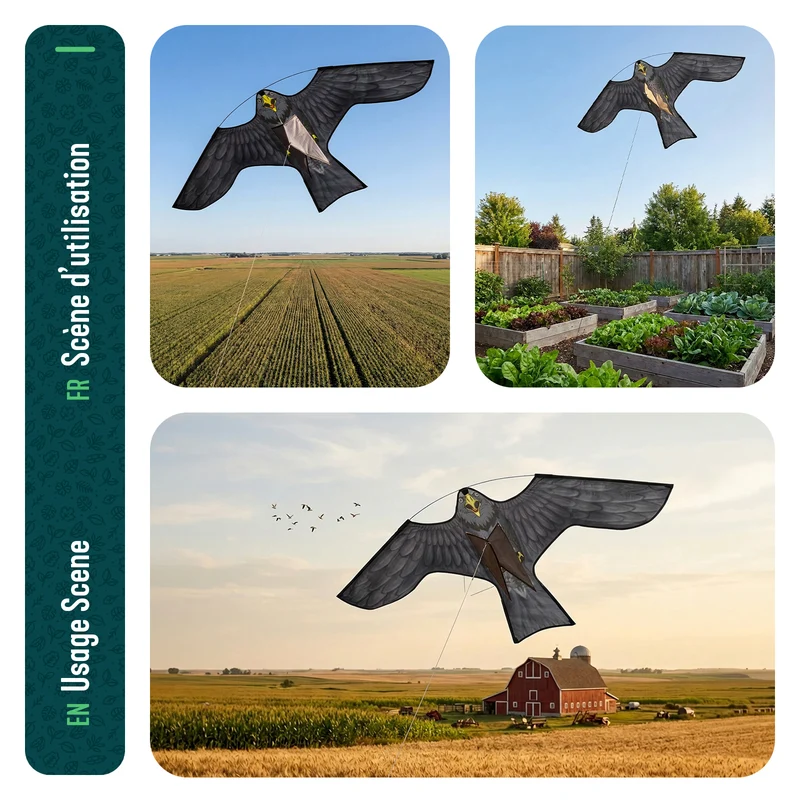 Cerf volant anti oiseaux effaroucheur sans mat Faucon modele D