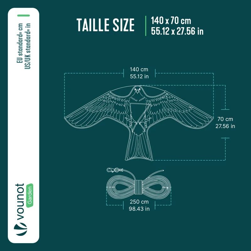 Cerf volant anti oiseaux effaroucheur sans mat Faucon modele C