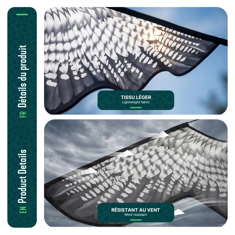 Cerf volant anti oiseaux effaroucheur sans mat Faucon modele C