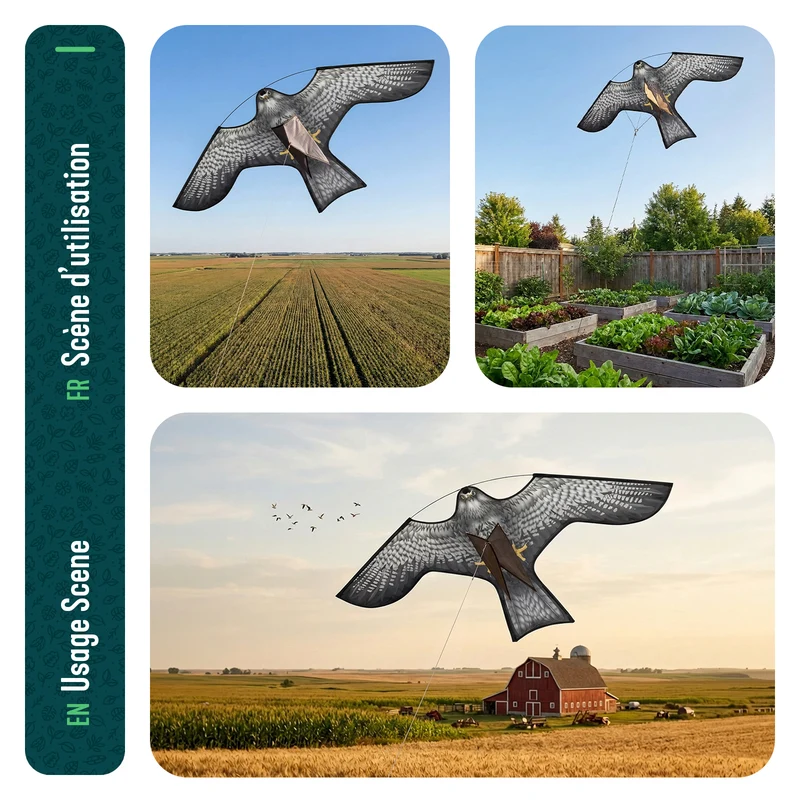 Cerf volant anti oiseaux effaroucheur sans mat Faucon modele C