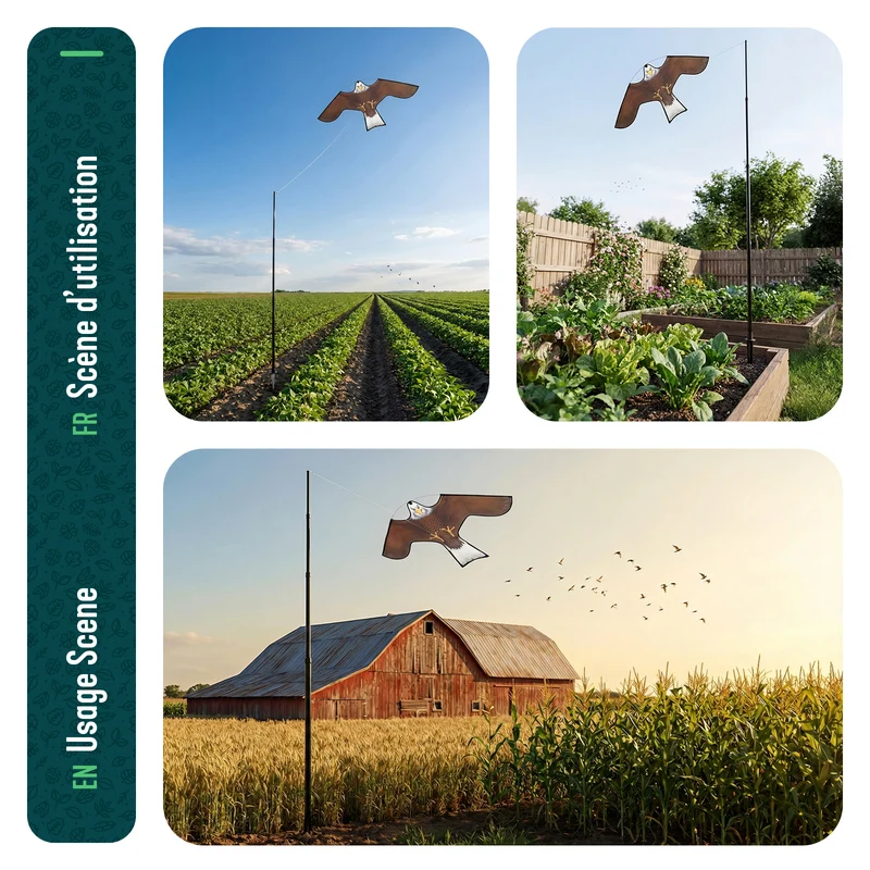 Cerf volant anti oiseaux effaroucheur avec mat Faucon modele B
