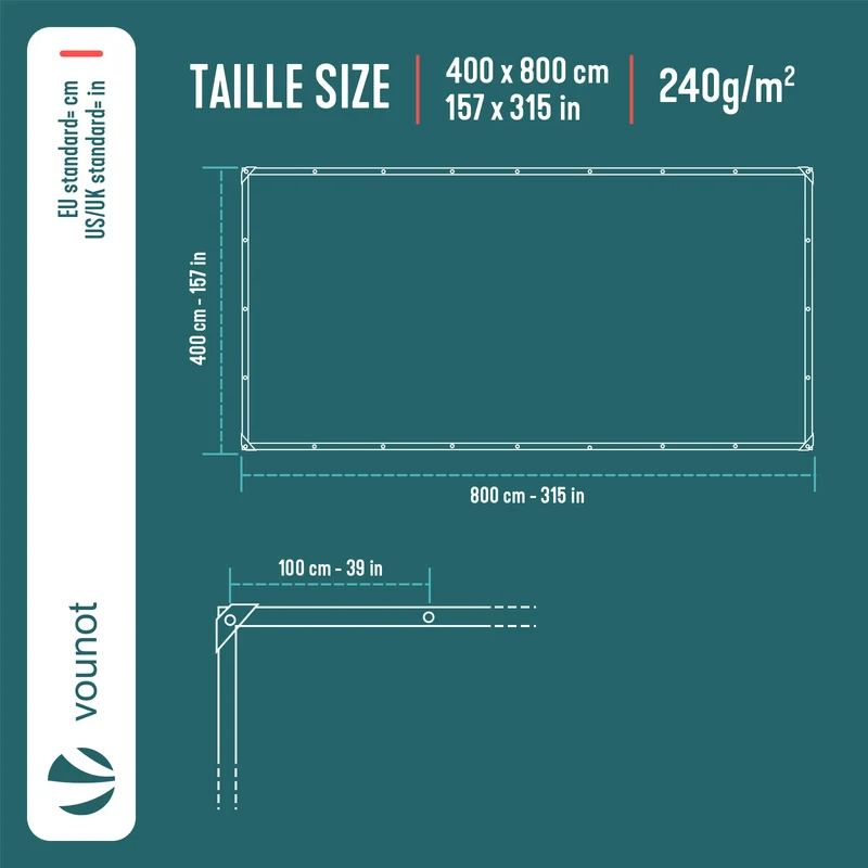 Bâche de Protection en Polyéthylène resistant et impermeable 240g/m² blanche 4x8m
