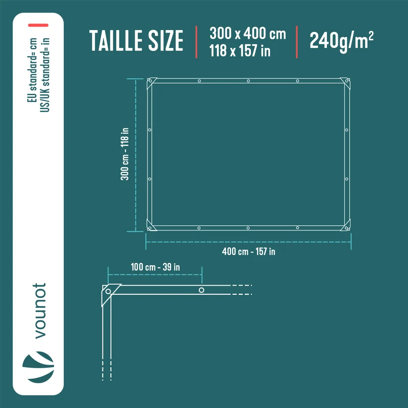 Bâche de Protection en Polyéthylène resistant et impermeable 240g/m² bleu 3x4m