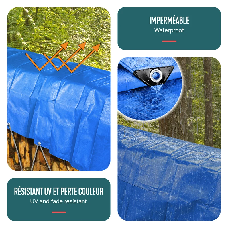 Bâche de Protection en Polyéthylène resistant et impermeable 180g/m² bleu 3x4m