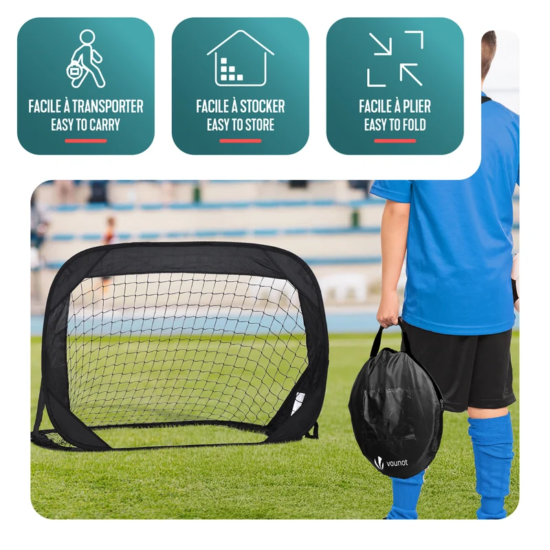 Lot de 2 buts de football pliable pop up 120x80x80cm noir