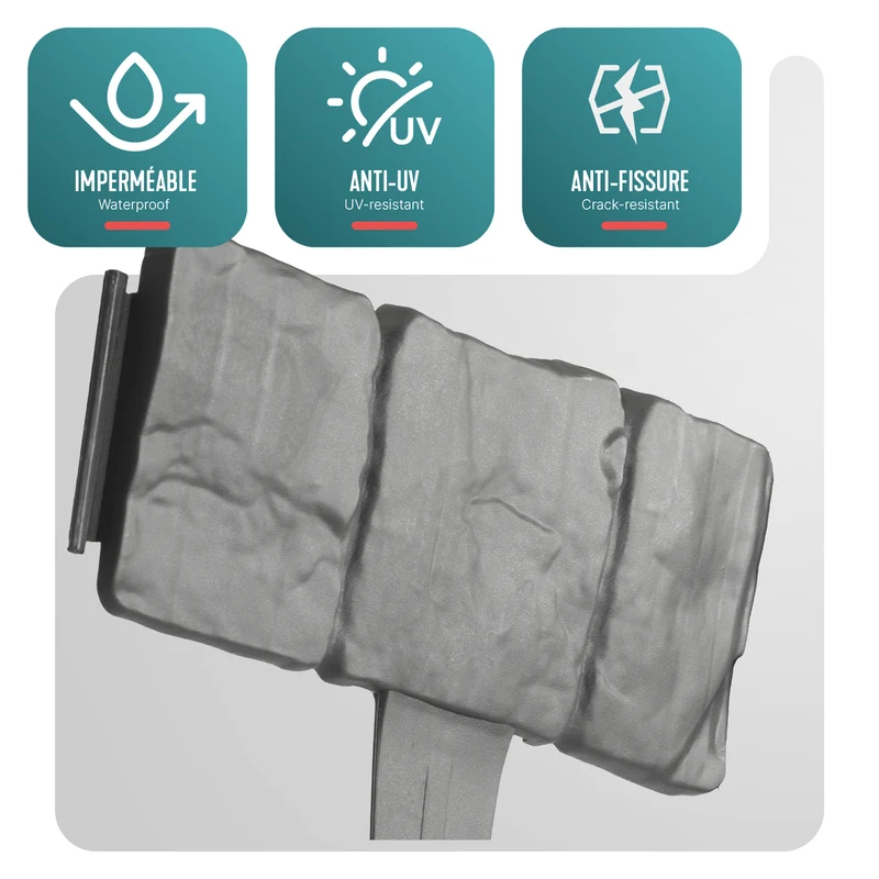 Bordure de jardin plastique PP imitation pierre 7.5m gris