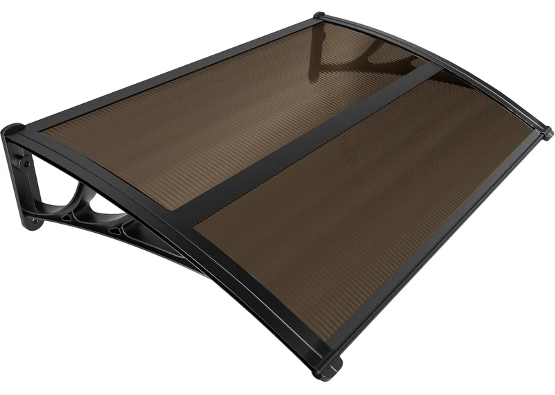 Auvent de porte marquise 120x80 cm en Polycarbonate anti UV Marron