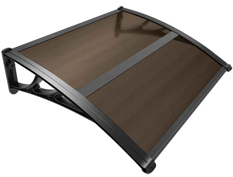Auvent de porte marquise 100x80 cm en Polycarbonate anti UV Marron