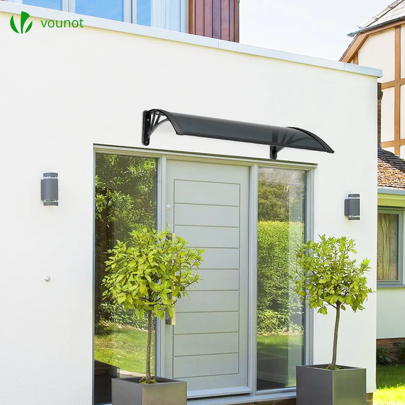 Auvent de porte marquise 120x80 cm en Polycarbonate anti UV Anthracite
