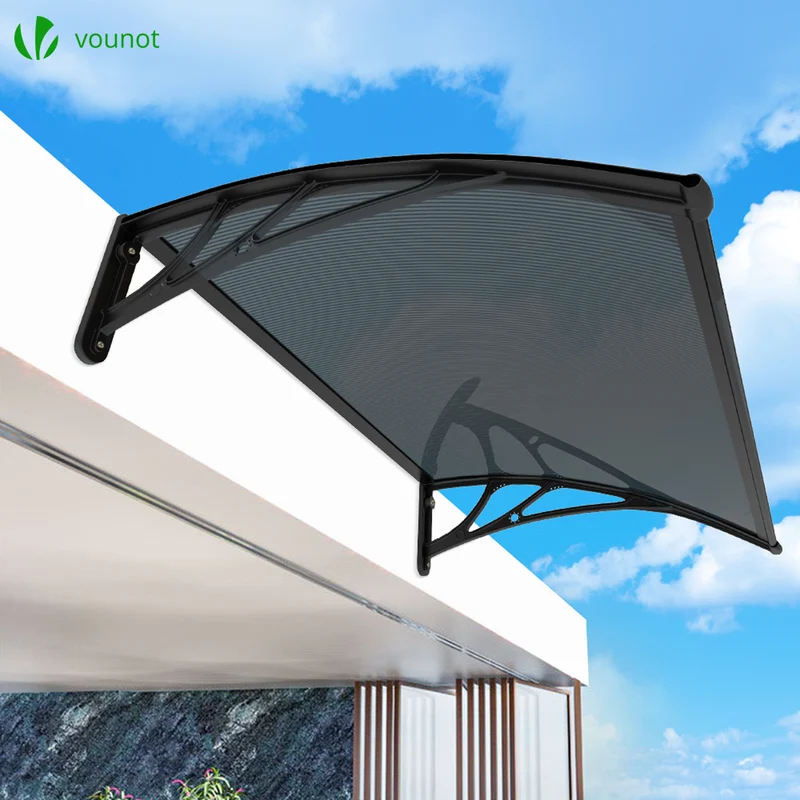 Auvent de porte marquise 120x80 cm en Polycarbonate anti UV Anthracite