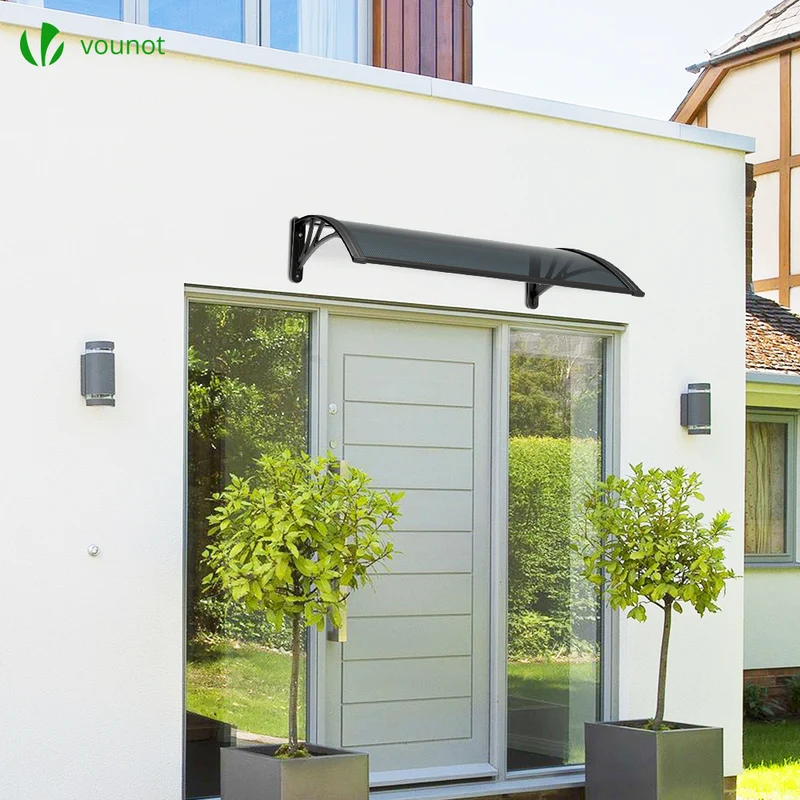 Auvent de porte marquise 100x80 cm en Polycarbonate anti UV Anthracite