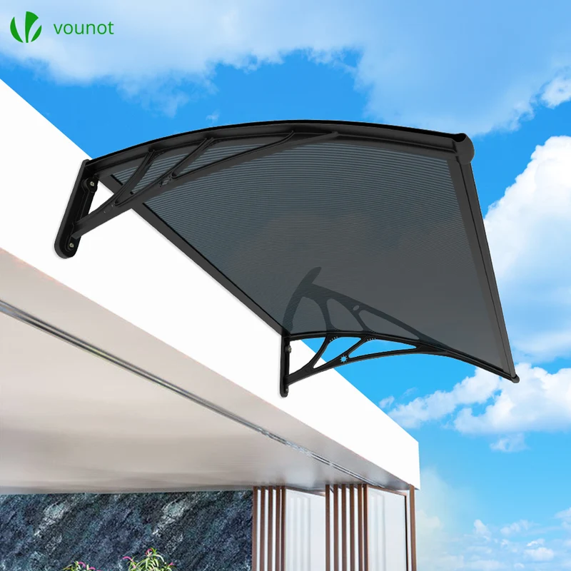 Auvent de porte marquise 100x80 cm en Polycarbonate anti UV Anthracite