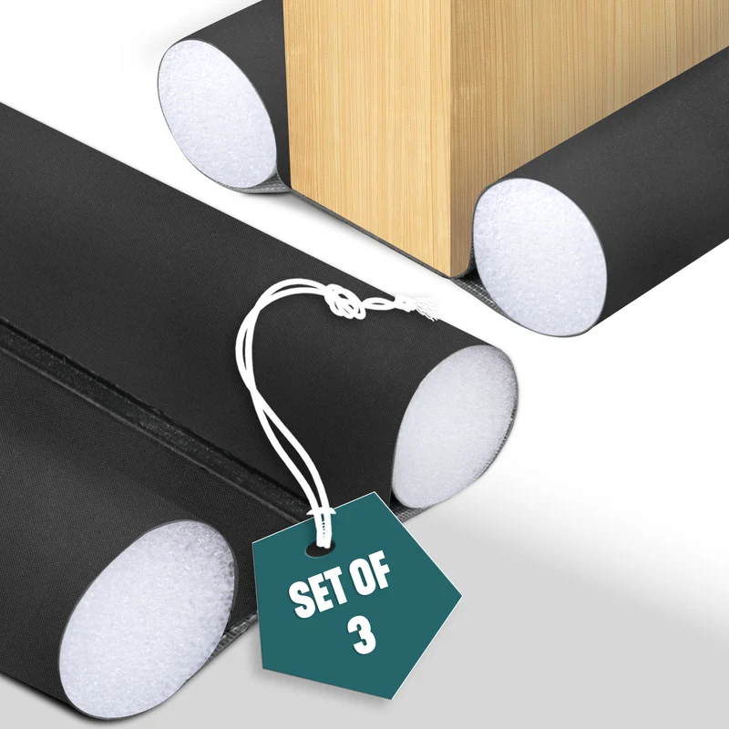 Lot de 3 Boudins de Porte Isolants coupe froid Découpables 96cm Noir