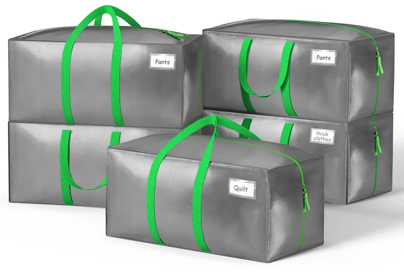 Lot de 5 sacs de demenagement grand format avec sangles et poignee gris