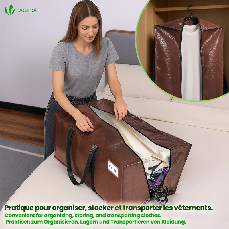 Lot de 10 sacs de demenagement grand format avec sangles et poignee marron