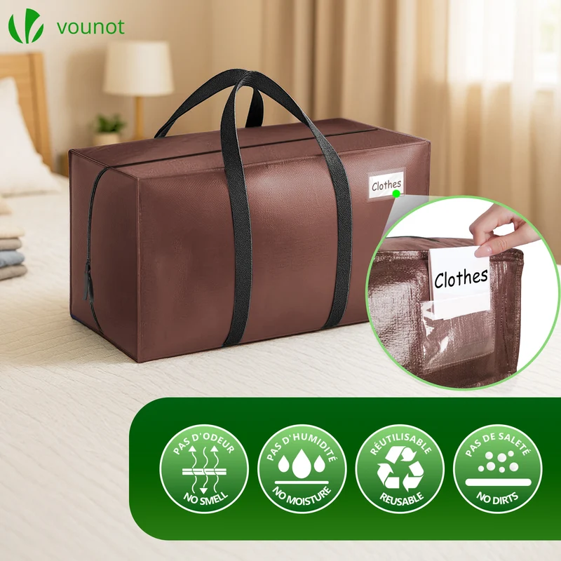 Lot de 10 sacs de demenagement grand format avec sangles et poignee marron