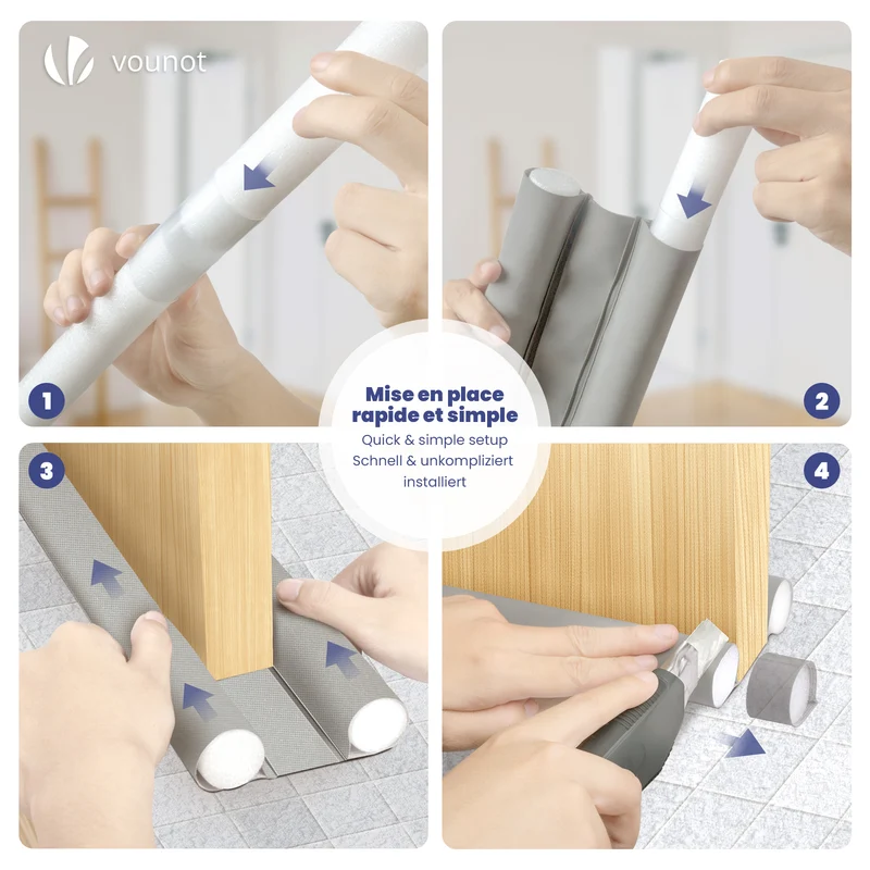 Lot de 2 Boudins de Porte Isolants coupe froid Découpables 96cm Gris