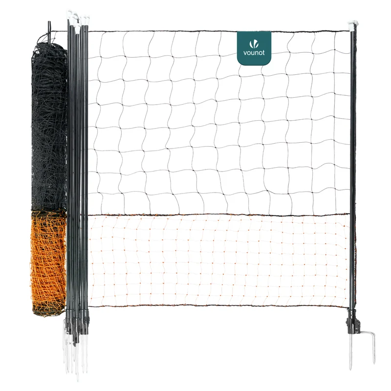 Kit cloture filet a poules PE avec piquets 30m orange