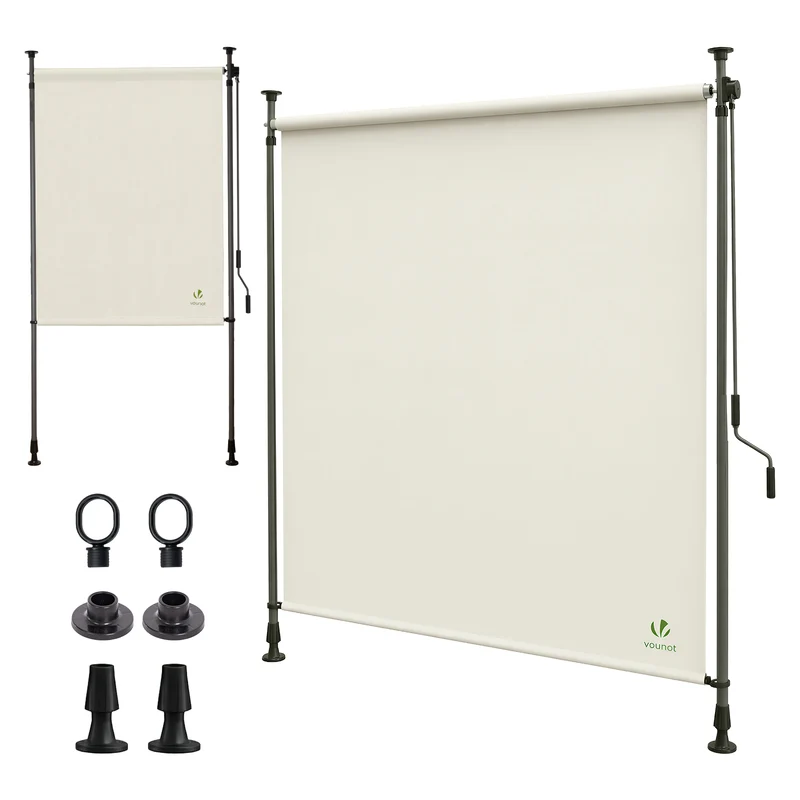 Store vertical sans percage extensible exterieur 120x310cm polyester beige