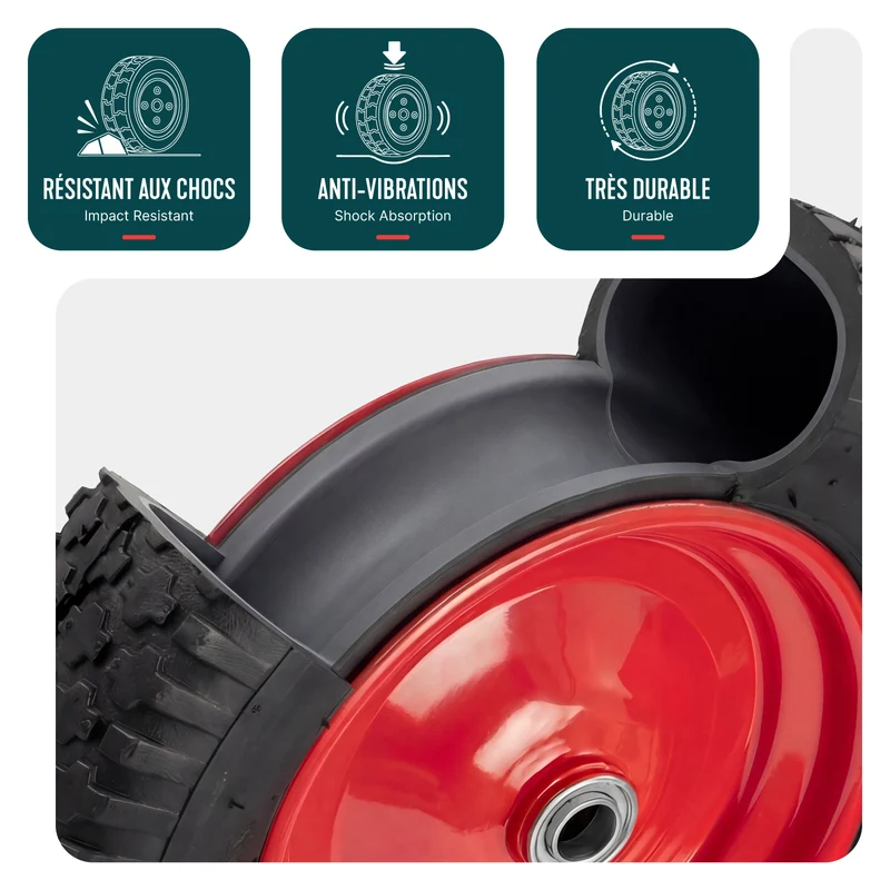 Roue gonflable robuste 4.80/4.00-8 pour chariot brouette alesage 20mm 400x85mm Rouge