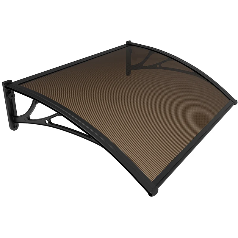 Auvent de porte marquise 120x80 cm en Polycarbonate anti UV Marron