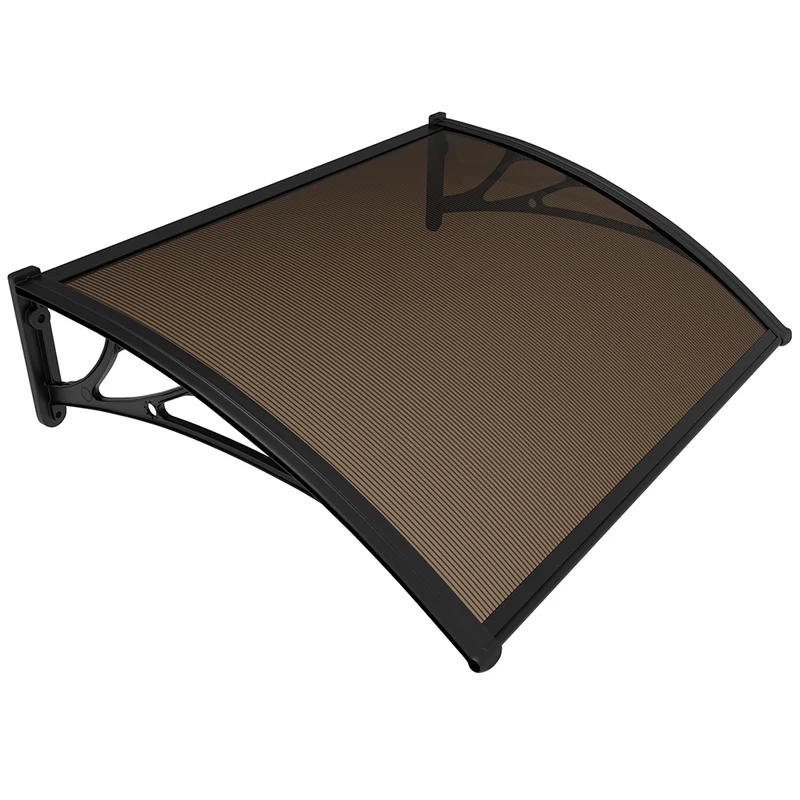 Auvent de porte marquise 100x80 cm en Polycarbonate anti UV Marron