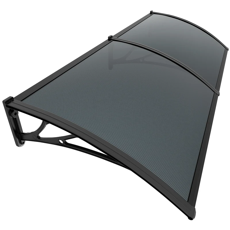 Auvent de porte marquise 200x80 cm en Polycarbonate anti UV Anthracite