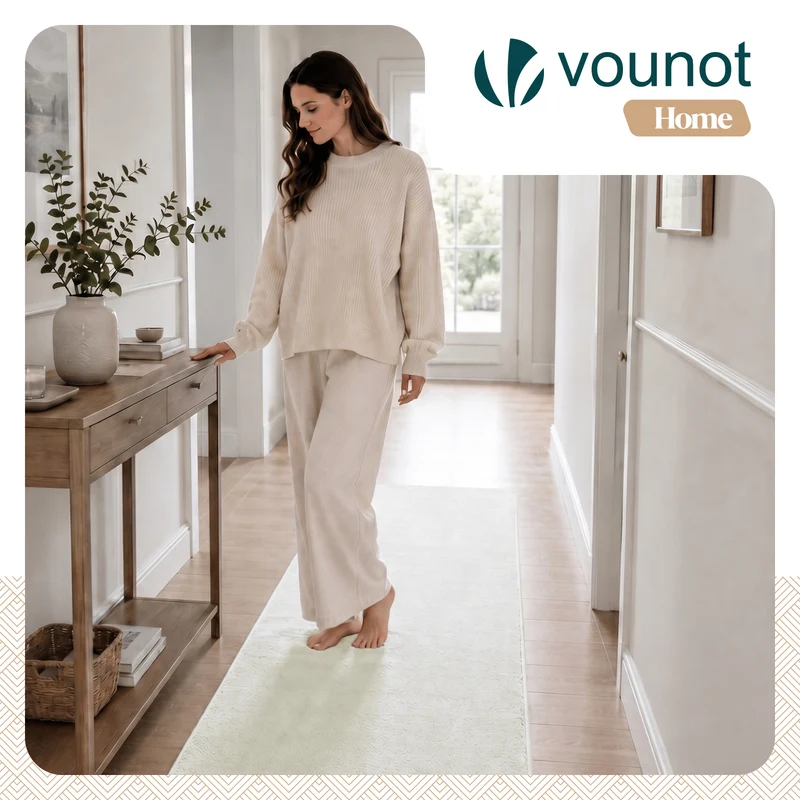 Tapis de salon poils ras doux antiderapant 80x200cm uni crème