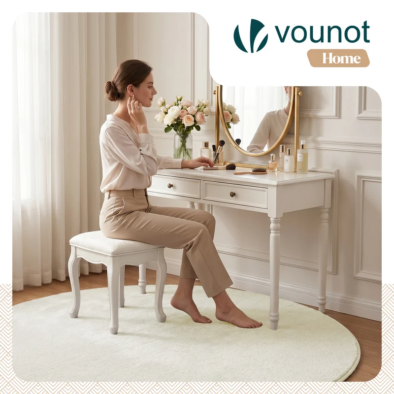 Tapis de salon poils ras doux antiderapant ф160cm uni crème