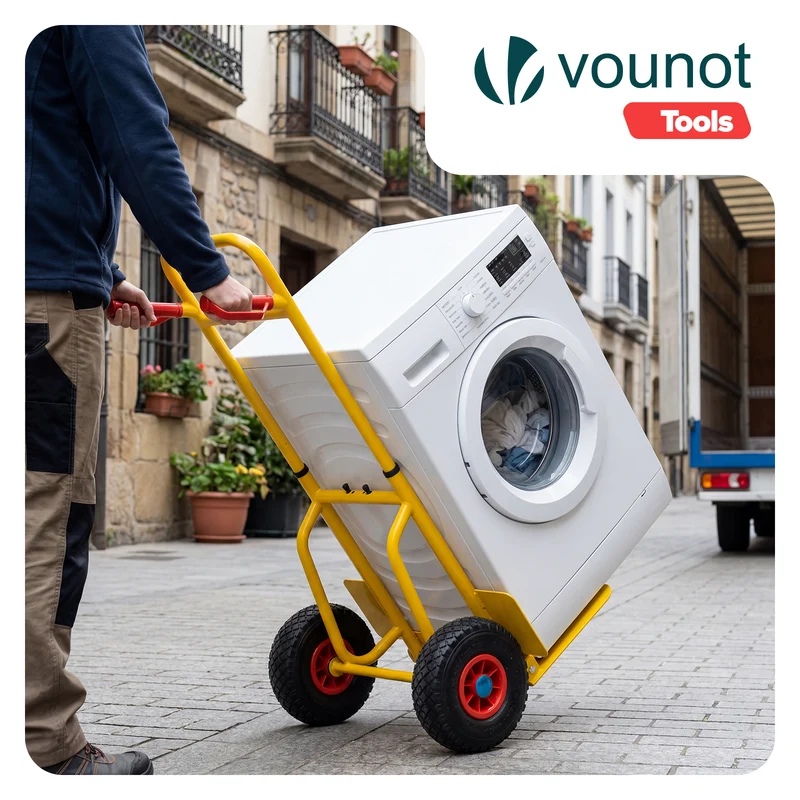 Diable pliant chariot de transport avec roue pneumatique charge 200kg jaune