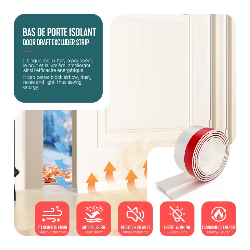 Bas de porte isolant coupe froid 500 cm blanc