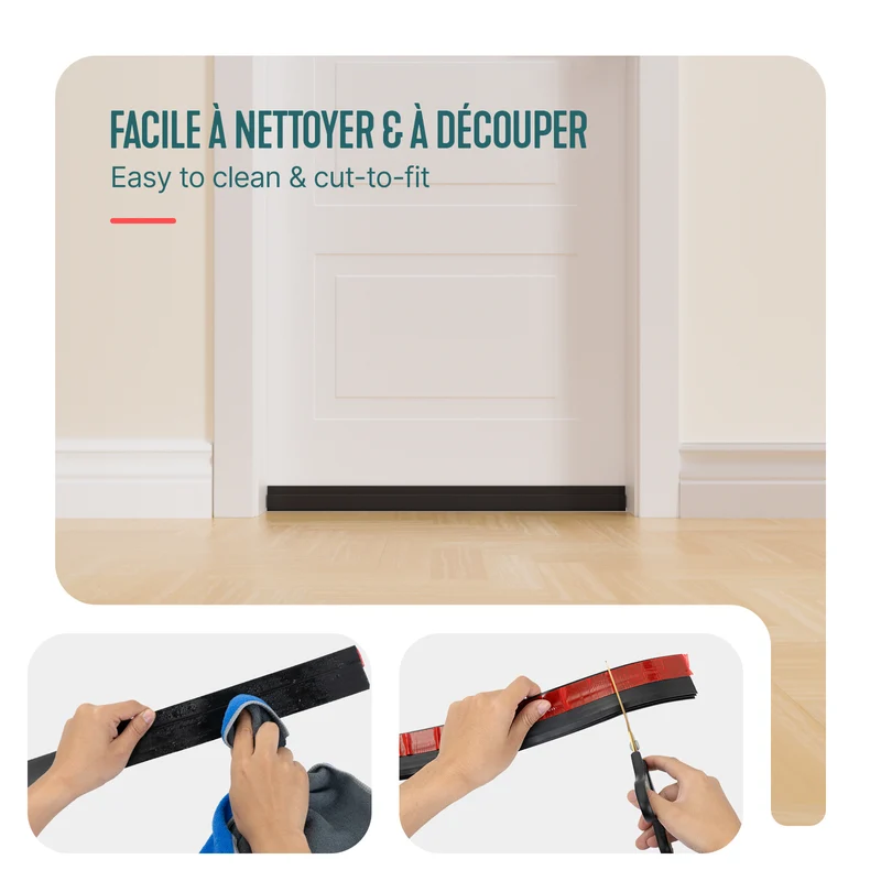 Bas de porte isolant coupe froid 500 cm noir