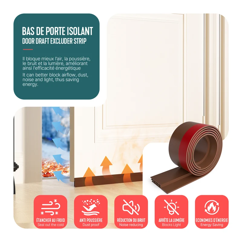 Bas de porte isolant coupe froid 100 cm marron