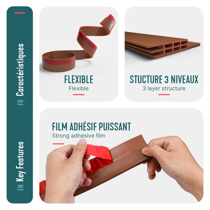 Bas de porte isolant coupe froid 100 cm marron