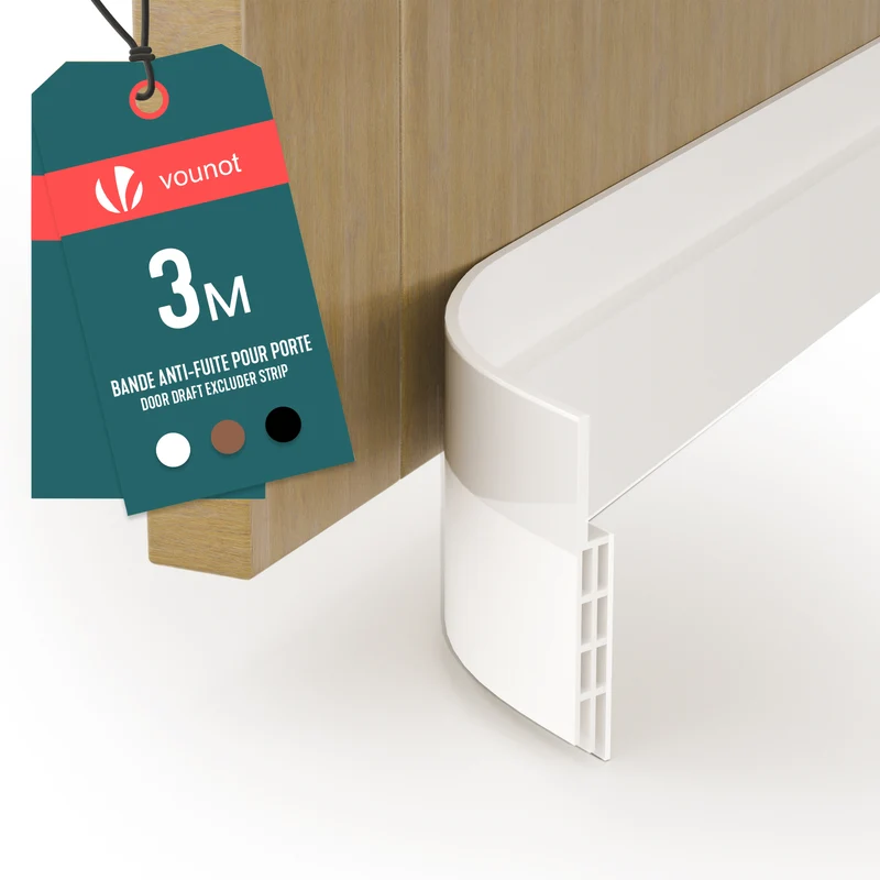 Bas de porte isolant coupe froid 300 cm blanc
