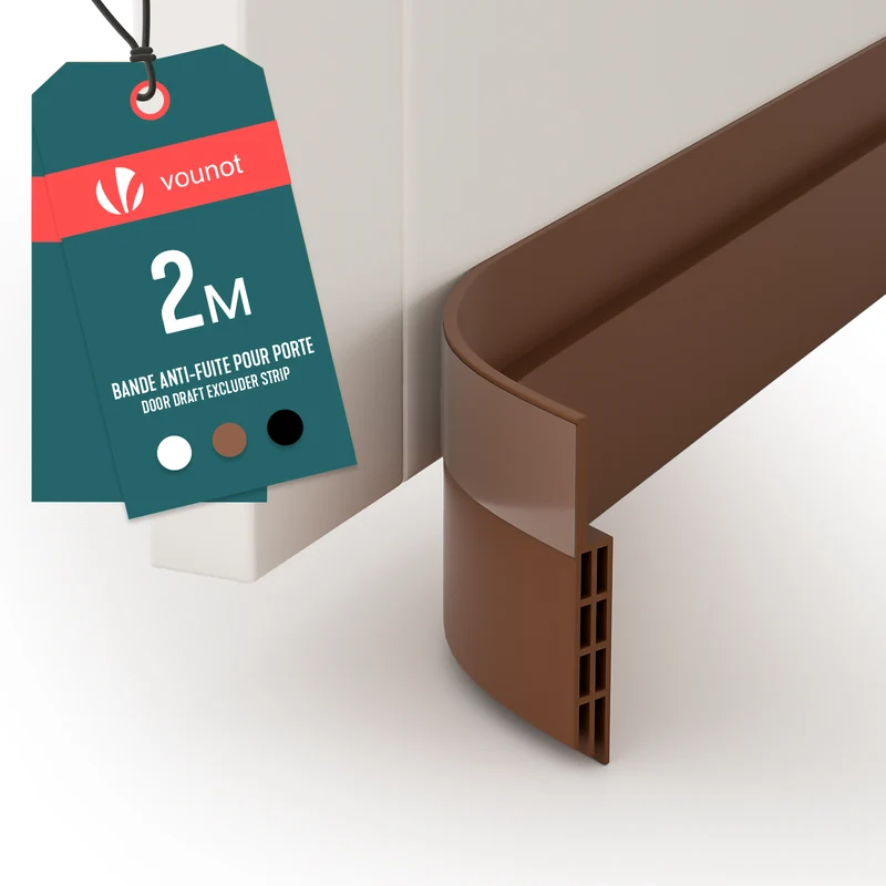 Bas de porte isolant coupe froid 200 cm marron