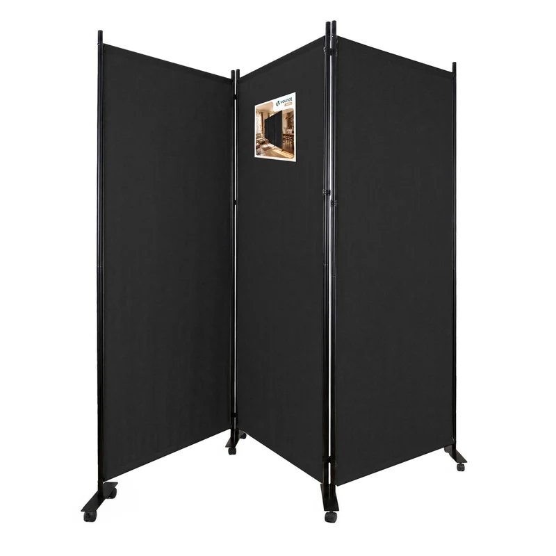 Paravent interieur separateur avec roue 3 panneaux autoportant pliable 262 x 30 x 180 cm Anthracite