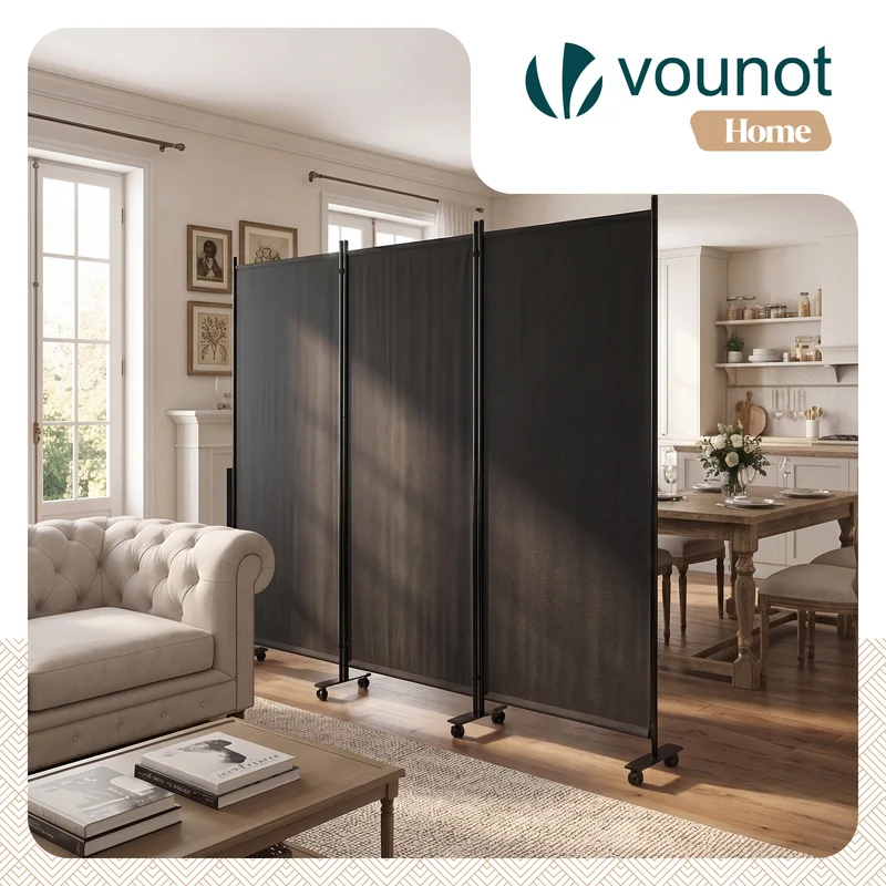 Paravent interieur separateur avec roue 3 panneaux autoportant pliable 262 x 30 x 180 cm Anthracite