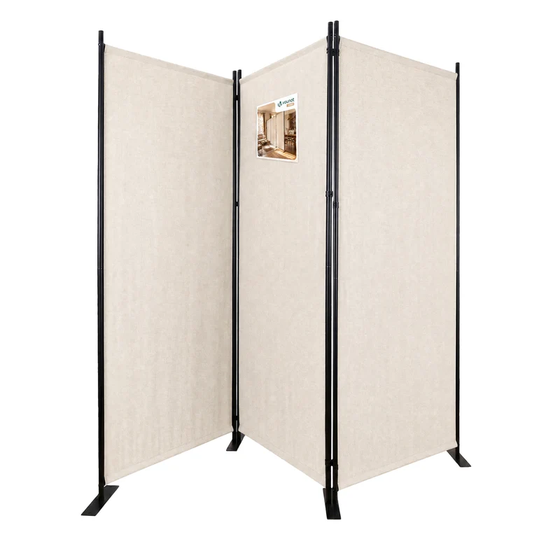 Paravent interieur separateur 3 panneaux autoportant pliable 262 x 30 x 173 cm Beige