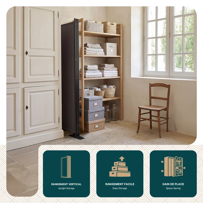 Paravent interieur separateur 3 panneaux autoportant pliable 262 x 30 x 173 cm Anthracite