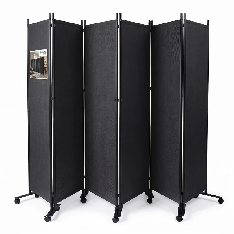 Paravent interieur separateur avec roue 6 panneaux autoportant pliable 340 x 30 x 171 cm Anthracite