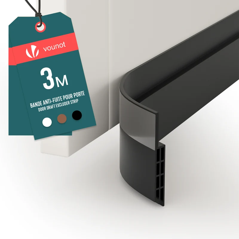 Bas de porte isolant coupe froid 300 cm noir