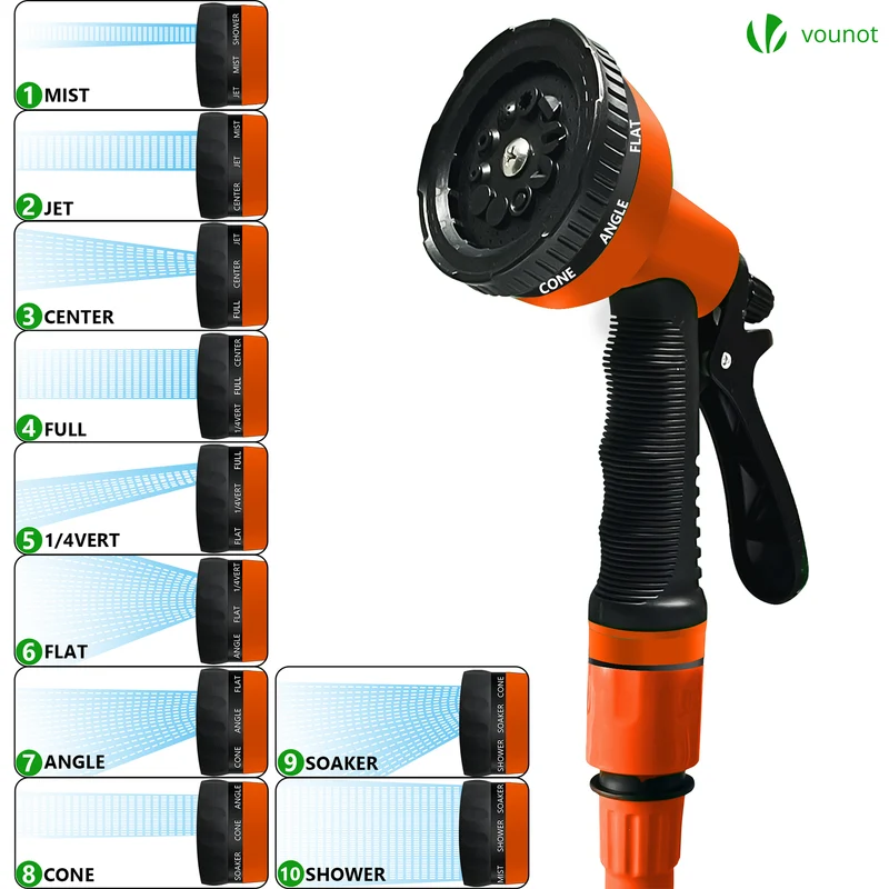 Tuyau d’Arrosage Extensible 15m avec Accessoires orange