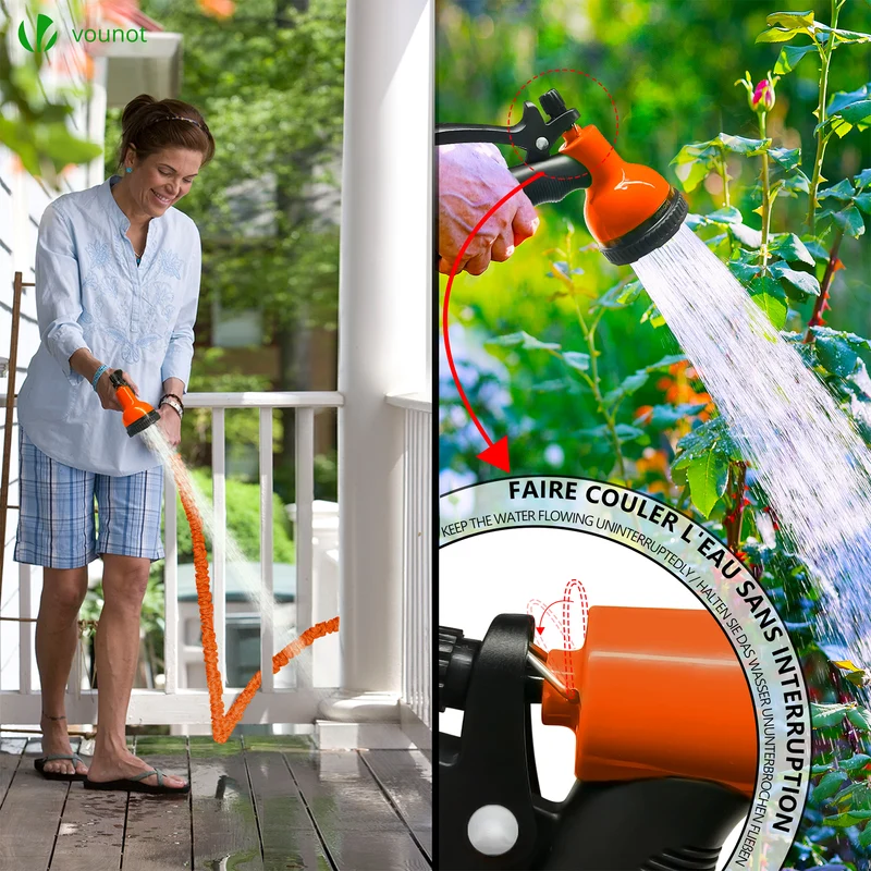 Tuyau d’Arrosage Extensible 15m avec Accessoires orange