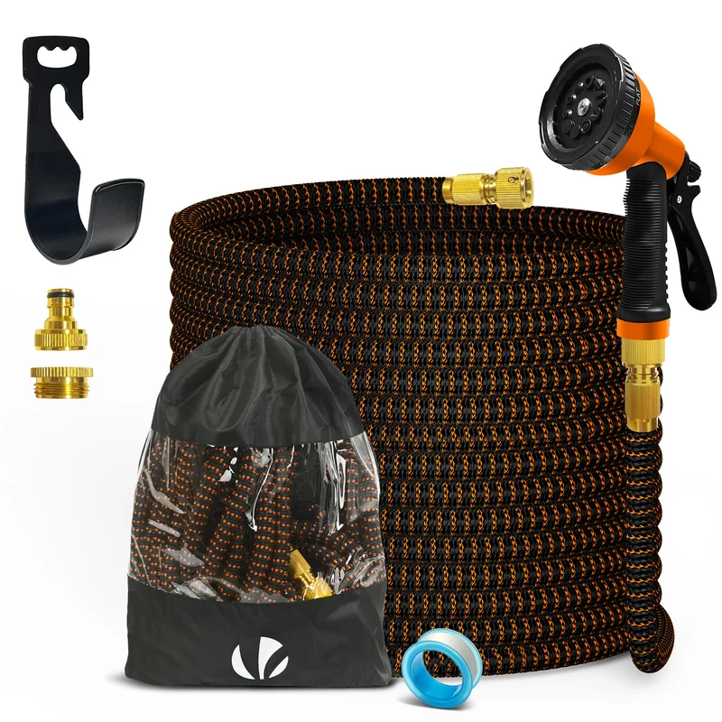 Tuyau d’Arrosage Extensible 15m Renforce avec Accessoires orange